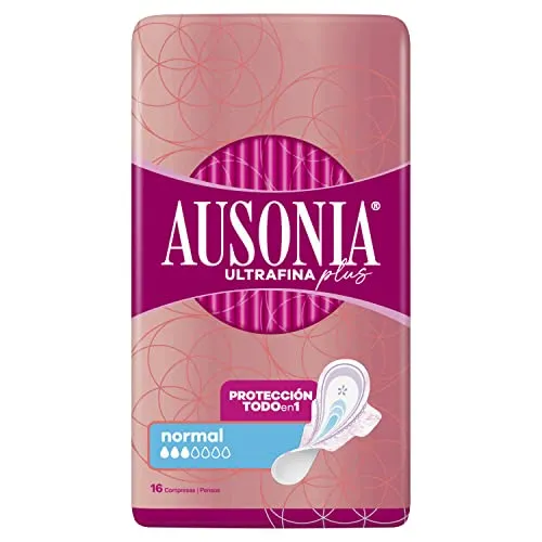 Kompressen mit Flügeln Ausonia Ultrafeiner Plus Normal, Schutz Und Leicht All-in-One, 16 Kompressen