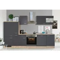 Flex Well Küchenzeile Tiago 310 cm basaltgrau matt - Moderne Küchenzeile mit Geräten, 310 cm breit, inklusive h-tech Einbauherd, Kühlschrank und Geschirrspüler. Flexibel gestaltbar für individuelle Küchenlösungen.