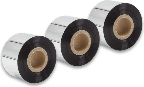 vhbw 3x Thermotransfer-Band kompatibel mit Zebra ZT230, ZT220 Drucker Etikettendrucker, Wischfest, 40 mm x 300 m, Wachs-Plus Schwarz