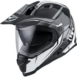 Berik MX313 Volstom Adventure Pro Enduro Helm, schwarz-grau-weiss, Größe M - Hochwertiger Enduro Helm mit klarem, kratzfestem Visier und atmungsaktivem Innenfutter. Ideal für Abenteuerfahrer, die Komfort und Sicherheit schätzen.