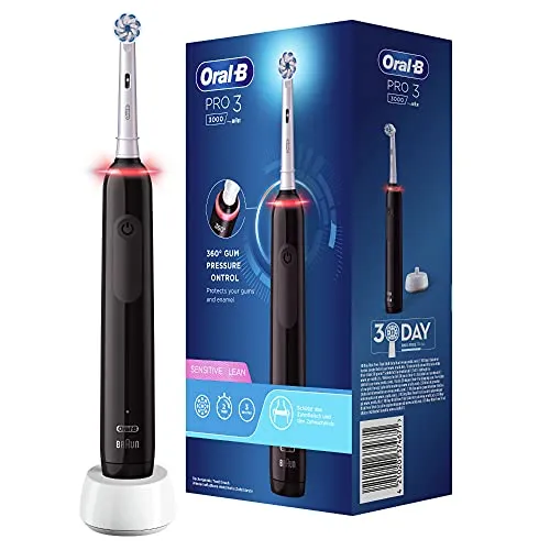 Oral-B Pro 3 3000 Sensitive Clean - Elektrische Zahnbürste für gesundes Zahnfleisch - Elektrische Zahnbürste mit 3D-Technologie für effektive Tiefenreinigung und 100% mehr Plaqueentfernung. Ideal für empfindliches Zahnfleisch, mit 2-Wochen-Akkulaufzeit und 2-Minuten-Timer.