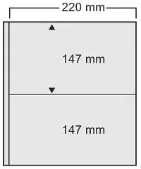 SAFE Einsteckblätter Nr. 452 für Compact A4-Album I schwarz I 4-Ring-System I Blattformat: 240 mm x 305 mm hoch I 2 gleichgroße Unterteilungen H 147 x B 220 mm I (VE) 5 Blätter