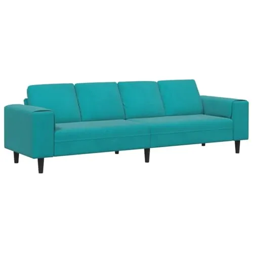 Türkisfarbenes Velvet 4-Sitzer Sofa ohne Ottoman in türkis von vidaXL
