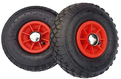 FROSAL Sackkarrenrad Luftrad mit Radbefestigung | Ersatzrad Bollerwagen 260x85 mm 3.00-4 | Nabe 25 mm | Rad für Sackkarre | Bollerwagenrad inkl. Achsstopfen | Radkappe | Kugellager | Rollenlager 2 x