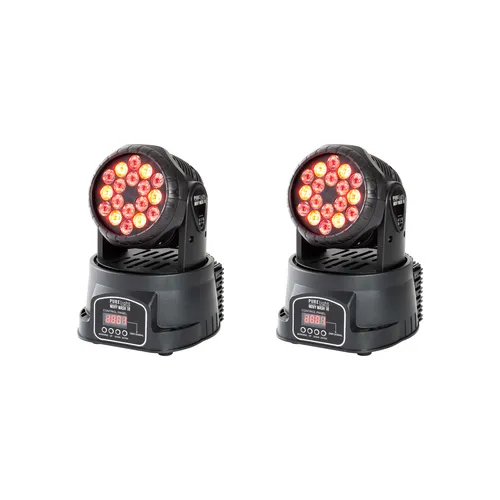 PURElight MUVY Wash18 Duo - Set - Licht-Effekte mit 18x 1W RGB-LEDs, kompaktes Design und DMX-gesteuerten Betrieb für beeindruckende Lichtshows und kreative Inszenierungen.