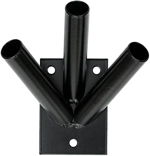 KeyMet GmbH Fahnenhalter 3-Fach für Wand – Robuste Fahnenmast-Halterung aus Stahl, Schwarz Pulverbeschichtet, Für Flaggen & Fahnen