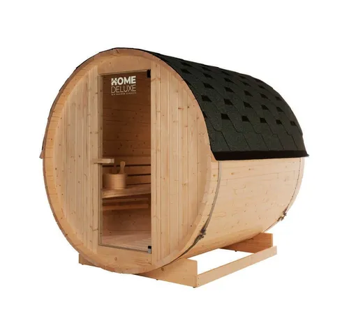 DEKO VERTRIEB BAYERN Fasssauna XXL Luxus Outdoor 192x180 cm mit 6 KW Saunaofen