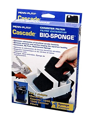 Penn-Plax Cascade 1200/1500 GPH Canister Filter Aquarium Bio Sponge Replacement; 1 Pack, black