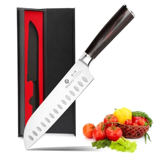 imarku Santoku Messer 17cm, Edelstahl Santokumesser für Präzise Schneiden | Küchenmesser spülmaschinengeeignet, mit rutschfestem Griff, ideal für die tägliche Küche und als Geschenk für Köche