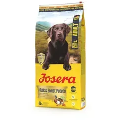 Josera Medi/Maxi Duck & Sweet Potato 12,5 kg - Getreidefreies Hundefutter für große Rassen mit Ente und Süßkartoffel, ideal für Schlinger. Hoher Proteingehalt und Omega-3-Fettsäuren für glänzendes Fell und gesundes Immunsystem.