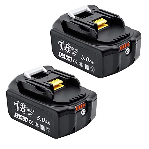 Pack of 2 18 V 5000 mAh Battery Compatible with BL1850 BL1860B BL1855 BL1840 BL1830 BL1835 BL1820B BL1815 with LED Indicator