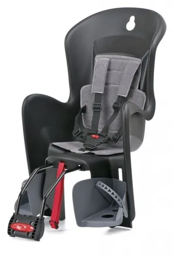 Kindersitz für Hinten Polisport Bilby Maxi - Sicher und komfortabel - Kindersitz für Hinten mit Sicherheitsgurt, ideal für sichere Fahrten mit dem Rad. Hergestellt in Portugal, in modernem Schwarz/Grau.