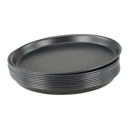 Stück Pizzablech rund aus Blaublech Ø28cm - Profiqualität 10er Set - Küchenhelfer: Stapelbare Pizzableche aus schwerem Blaublech, hitzebeständig bis +400 Grad, ideal für Profis und Hobbyköche.