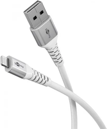 Lightning auf USB-A Supersoftes Textilkabel mit Metallsteckern, 1 m