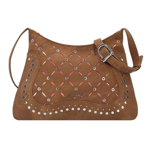 Stilvolle braune Damenhandtasche - Umhängetasche mit verstellbarem Schultergurt für optimalen Tragekomfort und 2 praktischen Fächern zur perfekten Organisation. Ein Must-have für stilbewusste Frauen!