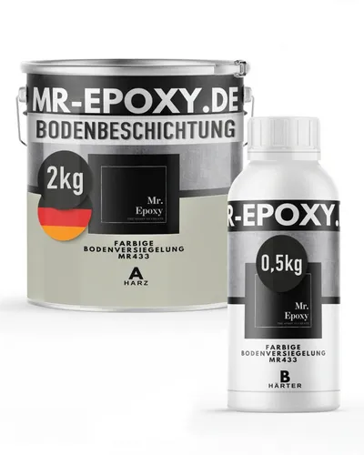 Mr. Epoxy Epoxidharz Bodenbeschichtung (2,5 kg, RAL 7032 Kieselgrau) - Hochwertige 2K-Bodenbeschichtung für Garagen, Keller und Werkstätten. Strapazierfähig und optisch ansprechend, ideal für stark beanspruchte Böden. Einfache Anwendung garantiert ein perfektes Finish.