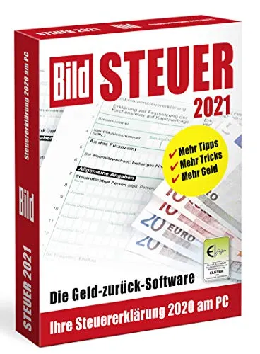 BILD Steuer 2021, Geld-zurück-Software für die Steuererklärung 2020, einfache Steuersoftware, CD für Windows 10 und 8
