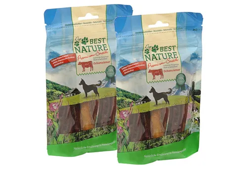 Best Nature Premium Snack für Hunde, 2x 100g, Ochsenziemer, Einzelfuttermittel für: Hund