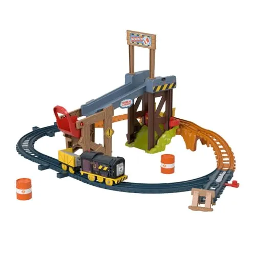 Thomas & Friends batteriebetriebenes Spielzeugeisenbahn-Set Diesels Baustellen-Set mit Schienen und Fracht für Kindergartenkinder ab 3 Jahren, JBW20, [Mehrfarbig]
