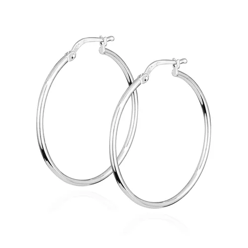 Paar 30mm Creolen 925 Silber dünn 1,5mm breit elegante Damenohrringe