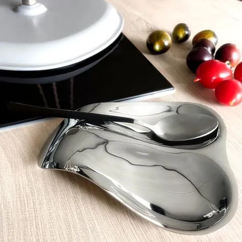 Doppelte Löffelablage aus Edelstahl, Küchenutensilienhalter für Schöpfkellen, Zangen & Spatel- Löffelablage für sauberes Arbeiten beim Kochen