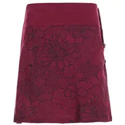 Vishes Minirock Kurzer Damen Baumwoll-Rock Mini-Rock mit Blumen-Spitze bedruckt Festival, Boho, Hippie Style rot 38