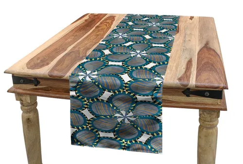 Abakuhaus Tischläufer Esszimmer Küche Rechteckiger Dekorativer Tischläufer, Pinwheel Frühlings-Blumen-Blumenblätter