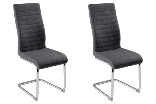 Home4You Freischwinger Schwingstuhl 2er Set, Dunkelgrau - Freischwinger 2er Set mit modernem Design, stilvollem Dunkelgrau und bequemem Webstoffbezug – perfekt für Esszimmer oder Wohnzimmer.