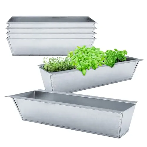 Spetebo Pflanzkasten Einsatz für Europalette - 6 Stück/Zink in Silber - Blumenkasten Balkonkasten Pflanzenkasten