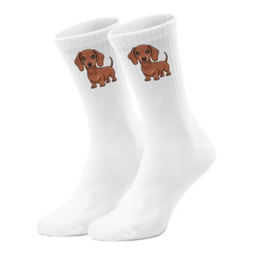epicsocks Dackelliebe Rotbrauner Dackel Socken in 37-41 im Paar Lustige HundeSocken in 37-41 für echte Dackelfreunde