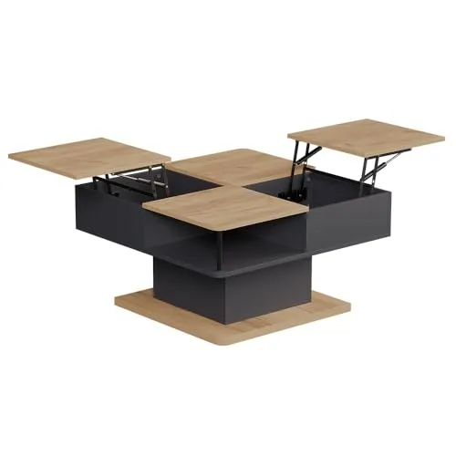 Vicco Couchtisch Movira, Anthrazit/Goldkraft Eiche, 80 x 45 cm mit Staufächern - Moderner Couchtisch Movira in Anthrazit und Goldkraft Eiche, bietet praktische Staufächer und sorgt für Ordnung im Wohnbereich. Ideal für stilvolle Akzente und funktionale Gestaltung.