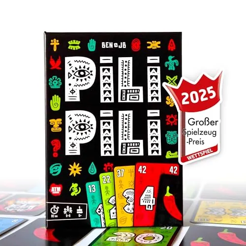 ATM GAMING Spiel Pili Pili - Das verrückte Stich-Kartenspiel - Gesellschaftsspiel für 2-8 Spieler, leicht verständlich und ideal für schnelle Runden. Enthält 55 Karten und bietet taktischen Spaß für die ganze Familie.