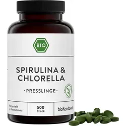 Spirulina + Chlorella Presslinge| 500 Tabletten | 100 % natürlich - ohne Zusätze | 400 mg je Tablette | labor | bioKontor