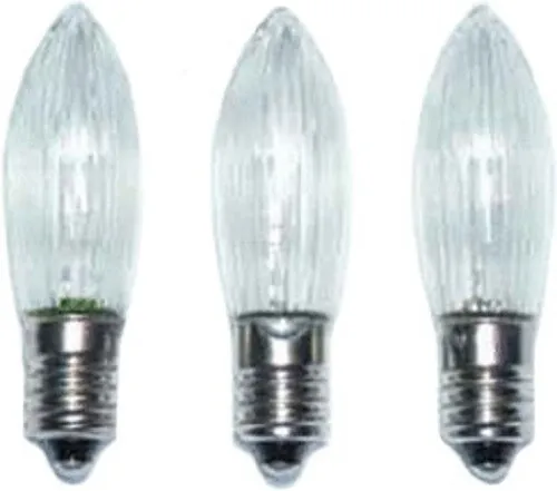 Ersatz LED Riffelkerze 3er-Set 16V 0,1W E10 klar warmweiß HELLUM 914337
