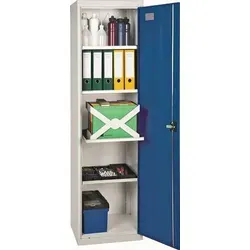 Werkzeug-Beistellschrank H1800xB500xT500mm 4Bd. lichtgrau/enzianblau STUMPF - Robuster Stahlblechkonstruktion mit widerstandsfähiger Pulverbeschichtung. Ausziehbare Fachböden, höhenverstellbar und sicher abschließbar – ideal für die professionelle Werkstatt.