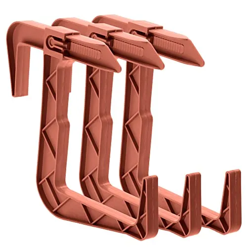 KADAX Blumenkastenhalterung ohne Bohren, Balkonkastenhalter im Set, verstellbare Haken und Halter für Blumenkasten, Blumenkastenhalterung für Balkon und Fensterbank (3 Stück, Terakota)