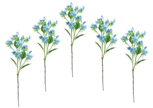 Flair Flower Künstlicher Blütenzweig Zweig Deko Floristik Blüten Kunstpflanze Dekopflanze Pflanze Osterdeko Dekozweig AST Einzelblume Kunstzweig Knospen Hochzeit, Blau, 60x13x10 cm
