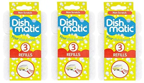 Dishmatic Nachfüllschwämme, nicht kratzend, Weiß, 9 Stück