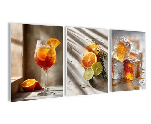 artissimo 3er Set Wandbilder Küche - Cocktail Stillleben - Stilvolles 3er Set mit modernen Cocktailmotiven für deine Küche oder Bar. Ideal zur Gestaltung einer einladenden Atmosphäre mit harmonischen Farben und hochwertigem Digitaldruck. Perfekt für eine dekorative Bilderwand!