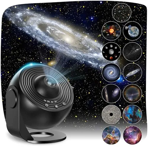 Mexllex Planetarium Sternenhimmel Projektor,12 Planeten Discs, Galaxy Projektor Lampe Sternenhimmel für Schlafzimmer, LED Sternenhimmel Projektor für Kinder(schwarz)