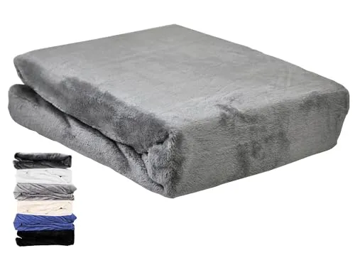 JACK Teddy Flausch Plüsch Spannbettlaken Cashmere Touch Weiß Grau Anthrazit Creme 90x190-100x200 / 140x200 / 180x200 cm, Farbe:Grau, Größe:140x200cm Spannbettlaken