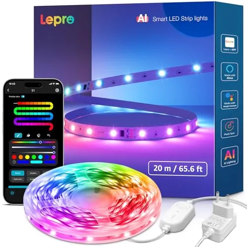 Lepro AI LED Streifen S1, 20M MagicColor RGBIC