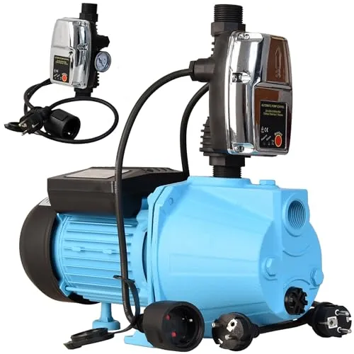 Hauswasserautomat JET 100S mit Elektronische Druckschalter CSK 5 - Wasserpumpe (3600l/h, 1100W, Förderhöhe 50m) - Gußeisen - Gartenpumpe - für Garten Bewässerung - Pumpensteuerung Trockenlaufschutz