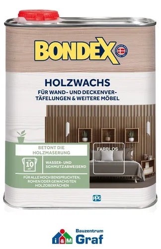 BONDEX Holzwachs farblos 0,75 L,  Möbelwachs zur Pflege und Veredelung #873312