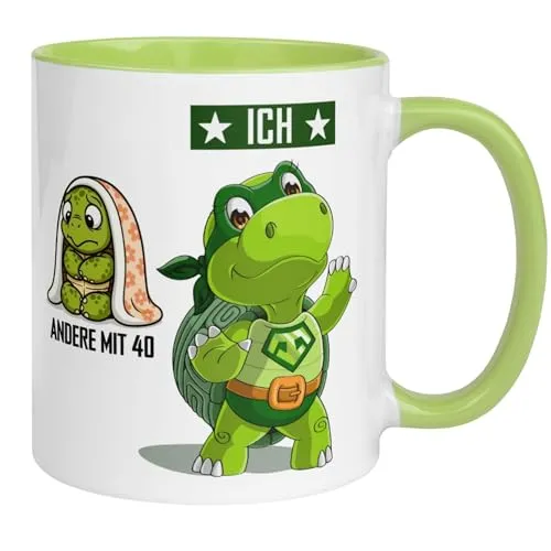 Geburtstag Frau Mann Geschenk Tasse | Schildkröte in grün von Momentals