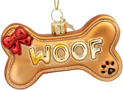 SIKORA Hundeknochen besondere Weihnachtskugel Glas Christbaumschmuck Deko Figur Weihnachten Anhänger Ornament - Trend Line - BS624