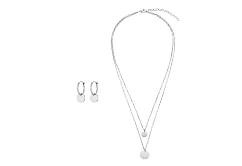 Heideman Collier Set Circuli silberfarben (keine Angabe, inkl. Geschenkverpackung), Geschenkset für Damen mit Kette und Creole