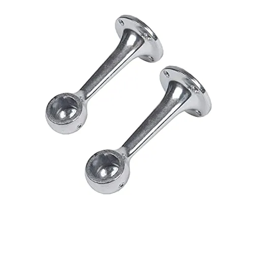 MS Beschläge robuste Kleiderstangenhalter runde Kleiderstangen ø 25mm Deckenhalter Garderobenstangenhalter 1 Paar Schrankstangenhalter Mittelträger Kleiderstangenträger Metall verchromt (Endstück)