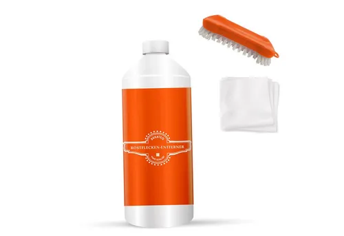 BEKATEQ LS-565 Rostflecken Entferner Rostentferner (250ml + Bürste, [1-St. Steinreiniger Rostentfernung Terrasse Stein Fliesen Beton Pflaster wirkt selbsttätig Flugrost Acryl Wachs)
