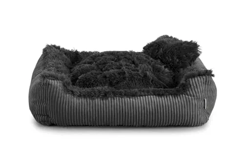 Gutekissen® Shaggy Hundebett Grosse Hunde - Hundekissen Waschbar - Farb- und Größenwahl (XS - 55x45, Schwarz)